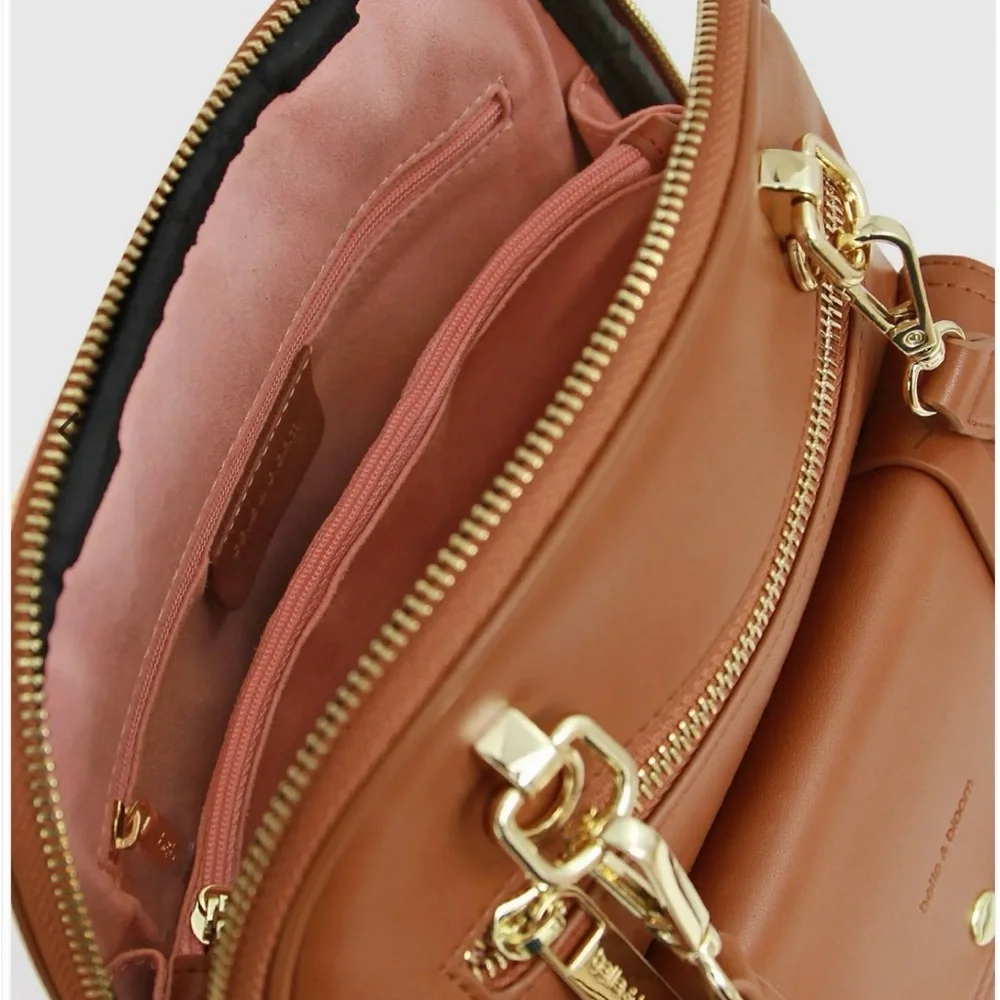 Tan Faux Leather Backpack Purse